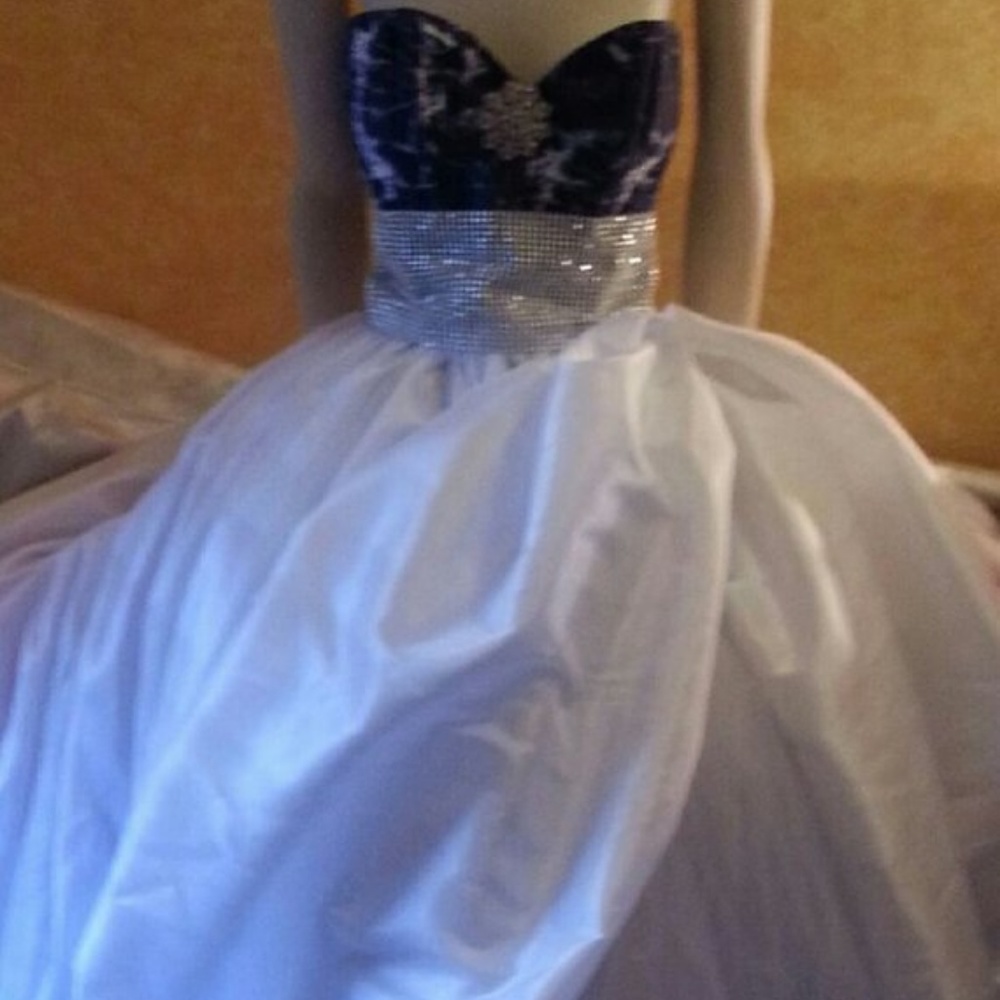 Denim & Diamonds Corset Taffeta Wedding Ballgown - Picture 2 of 8